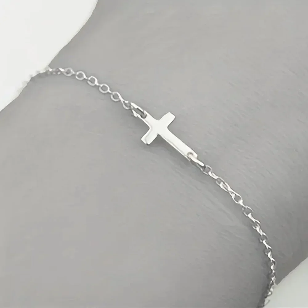 Cross Bracelet Double Sided Silver Tone Bracelet Faith Religious Gifts NWT